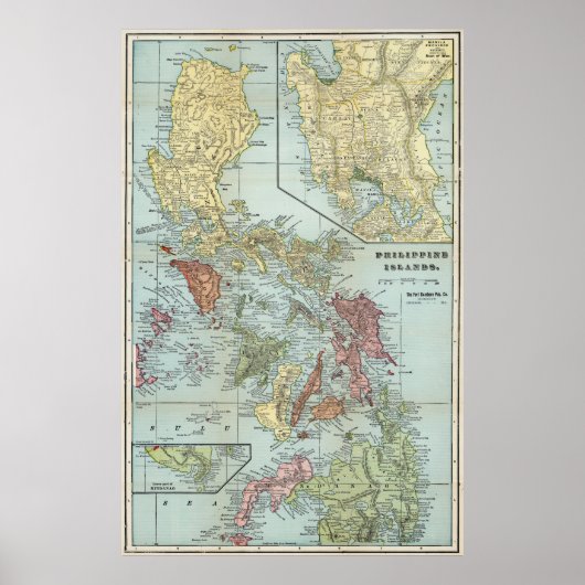 Poster Carte vintage des Philippines (1898) (Devant)