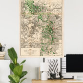 Poster Carte vintage des Rocheuses (1885) (Bureau à domicile)