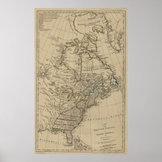 Poster Carte vintage des treize colonies (1774) (Devant)