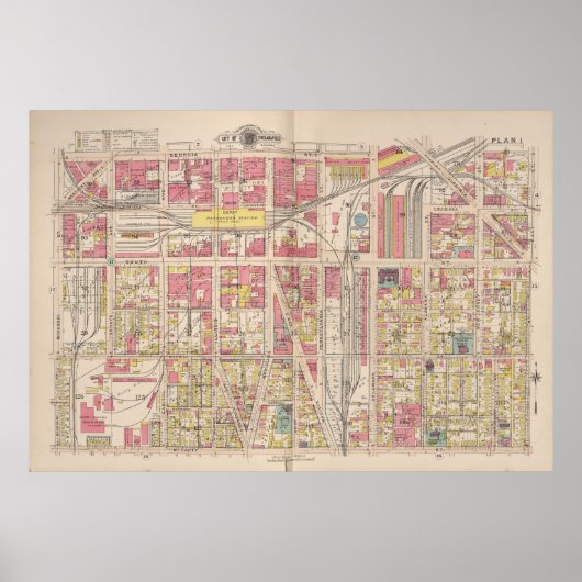 Poster Carte vintage d'Indianapolis Indiana (1916) (Devant)