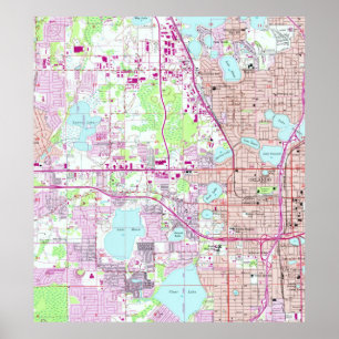 Poster Carte vintage d'Orlando occidental la Floride