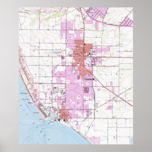 Poster Carte vintage d'Oxnard California (1949)