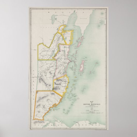 Poster Carte vintage du Belize (1921) (Devant)