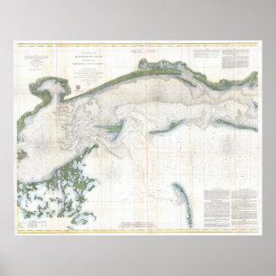 Poster Carte vintage du bruit du Mississippi (1866)