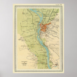 Poster Carte vintage du Caire Egypte (1822)