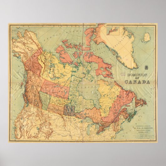 Poster Carte vintage du Canada (1898) (Devant)