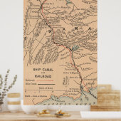 Poster Carte vintage du canal de Panama (1885) (Cuisine)