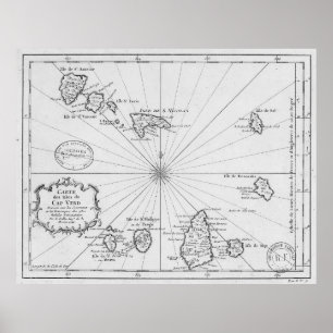 Poster Carte vintage du Cap-Vert (1746)