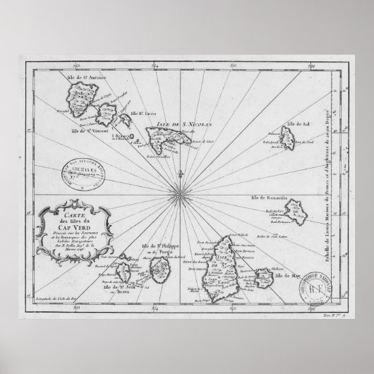 Poster Carte vintage du Cap-Vert (1746) (Devant)