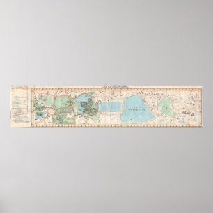 Poster Carte vintage du Central Park (1860)