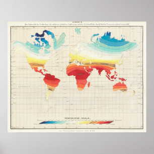 Poster Carte Vintage du climat