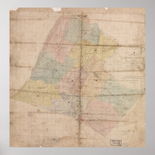 Poster Carte vintage du comté de Loudoun la Virginie