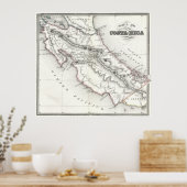 Poster Carte vintage du Costa Rica (1851) (Cuisine)