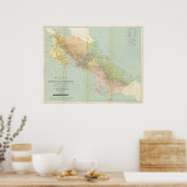 Poster Carte vintage du Costa Rica (1889) (Cuisine)