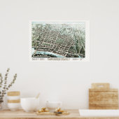 Poster Carte vintage du fleuve Massachusetts de 1876 (Cuisine)