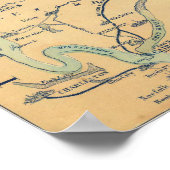 Poster Carte vintage du fleuve Mississippi (1863) (Coin)