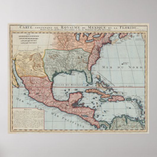Poster Carte vintage du golfe du Mexique (1732) (Devant)
