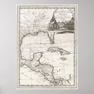 Poster Carte vintage du golfe du Mexique (1798)