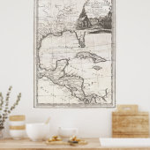 Poster Carte vintage du golfe du Mexique (1798) (Cuisine)