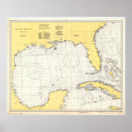 Poster Carte vintage du golfe du Mexique (1942) (Devant)