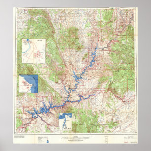 Poster Carte vintage du Grand Canyon de Yellowstone 1969