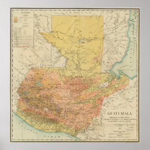 Poster Carte vintage du Guatemala (1902)