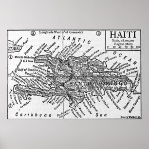 Poster Carte vintage du Haïti (1911)