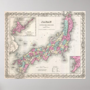 Poster Carte vintage du Japon (1855)