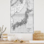 Poster Carte vintage du Japon (1892) BW (Cuisine)