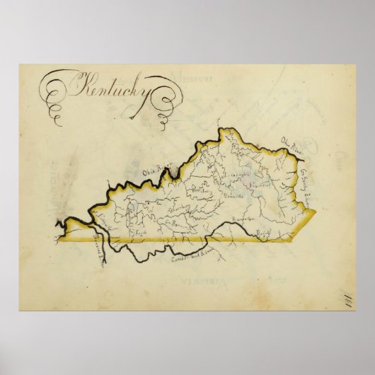 Poster Carte vintage du Kentucky (1823) (Devant)
