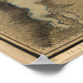 Poster Carte vintage du lac Champlain (1865) (Coin)