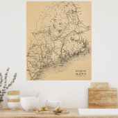 Poster Carte vintage du Maine (1894) (Cuisine)