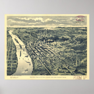 Poster Carte vintage du manganèse de St Paul (1893)