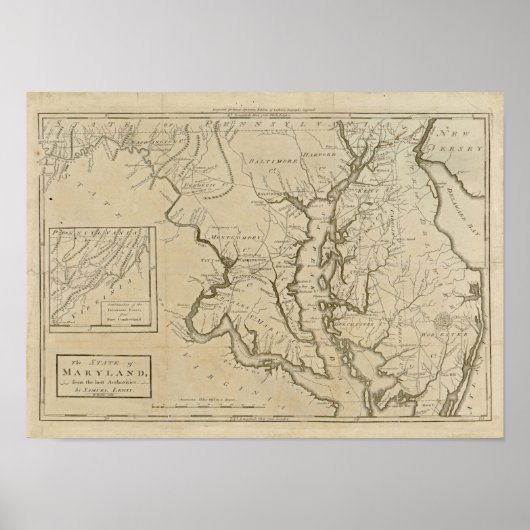 Poster Carte vintage du Maryland de 1795 (Devant)
