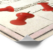 Poster Carte vintage du Massachusetts (1827) Marqueur de  (Coin)