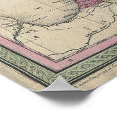 Poster Carte vintage du Michigan (1853) (Coin)