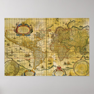 Poster Carte vintage du monde