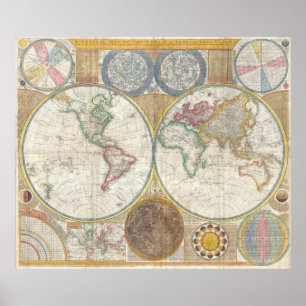 Poster Carte vintage du monde