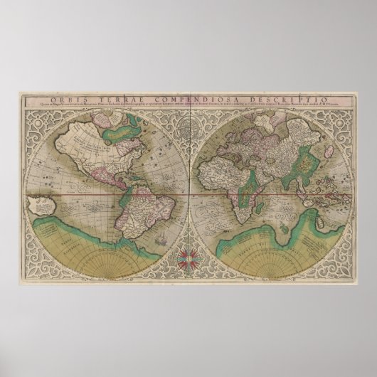 Poster Carte vintage du monde (1607) 2 (Devant)