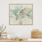 Poster Carte vintage du monde (1801) (Cuisine)