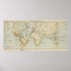 Poster Carte vintage du monde (1911) 2