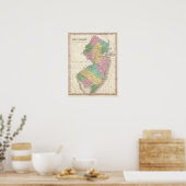 Poster Carte vintage du New Jersey (1827) (Cuisine)