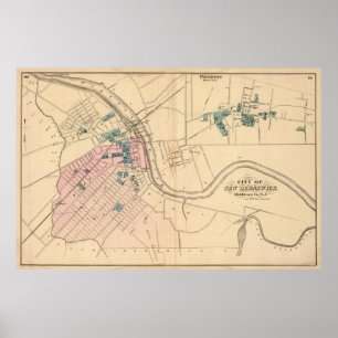 Poster Carte vintage du Nouveau-Brunswick (1872)