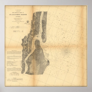Poster Carte vintage du port St Augustine (1862)