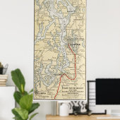 Poster Carte vintage du Puget Sound (1909) (Bureau à domicile)