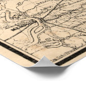 Poster Carte vintage du Tennessee occidental (1865) (Coin)