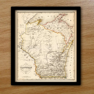 Poster Carte vintage du Wisconsin 1852