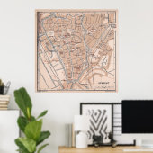 Poster Carte vintage d'Utrecht Pays-Bas (1897) (Bureau à domicile)
