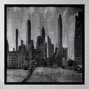 Poster Carte vintage et photo rétro de New York City
