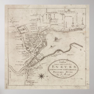 Poster Carte vintage Exeter NH (1802)